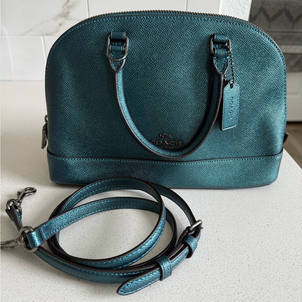 Coach Sierra Small Dome Satchel Bag in Metallic Teal Jade *Read Description